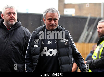 Il Manchester United manager Jose Mourinho arriva al match di Premier League a Turf Moor, Burnley. Foto Stock