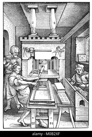 La foto di un libro stampa dagli anni 1520, digitale migliorata la riproduzione di un originale di stampa dal 1880 Foto Stock