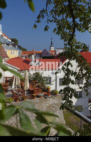 Tallinn, Estonia - 20 agosto 2016: Paesaggio urbano della Città Vecchia. La Città Vecchia è una delle città medievali meglio conservate in Europa ed è elencato come un Foto Stock
