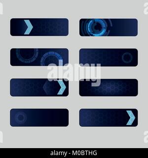 Set di pulsanti Web. Il futuristico / Technic / Hi-tech stile. Illustrazione Vettoriale