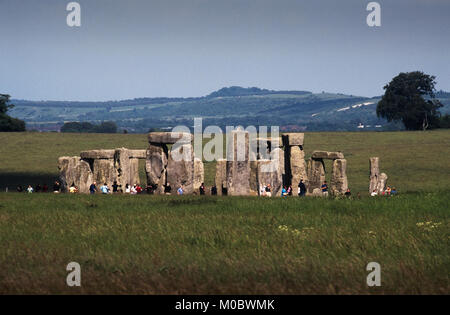 Stonehenge sulla Piana di Salisbury nel Wiltshire, Inghilterra. 2002 Foto Stock
