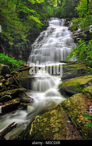 Bella cascata che scorre sulle rocce a New River Gorge West Virginia Foto Stock