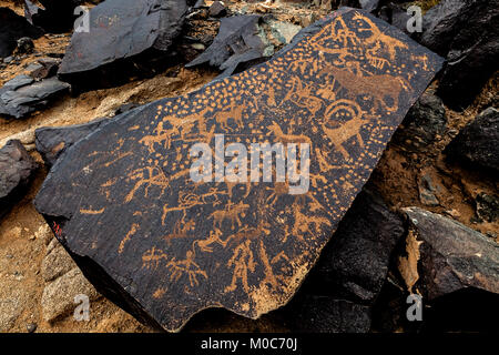 La pittura di roccia, in Yinshan Montagne in Murad medio Banner, Mongolia Interna, Cina. Foto Stock