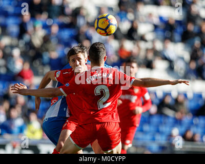 Barcellona, Spagna. Xx gen, 2018. Il 20 gennaio 2018, Cornella-El Prat, Cornella de Llobregat, Barcellona, Spagna; La Liga calcio, Espanyol versus Sevilla; corchia Credito: UKKO Immagini/Alamy Live News Foto Stock