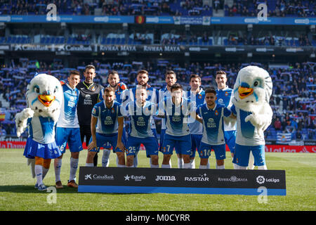 Barcellona, Spagna. Xx gen, 2018. Il 20 gennaio 2018, Cornella-El Prat, Cornella de Llobregat, Barcellona, Spagna; La Liga calcio, Espanyol versus Sevilla; Credito: UKKO Immagini/Alamy Live News Foto Stock