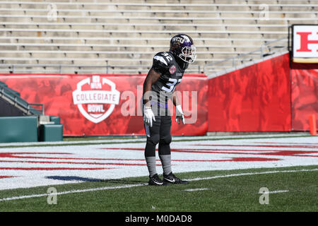 Pasadena CA. Xx gen, 2018. NCAA Football 2018: Team Nazionale Detrez Newsome (32) NFLPA ciotola collegiale americana nazionale vs presso il Rose Bowl di Pasadena, ca. il 20 gennaio 2018 (foto di Jevone Moore) Credito: csm/Alamy Live News Foto Stock