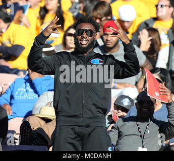 Pasadena CA. Xx gen, 2018. NCAA Football 2018: UCLA defensive back Adarius Pickett in folla per la collegiata NFLPA ciotola vs americana National presso il Rose Bowl di Pasadena, ca. il 20 gennaio 2018 (foto di Jevone Moore) Credito: csm/Alamy Live News Foto Stock