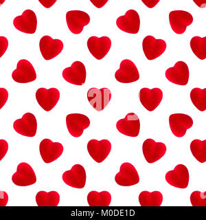 Cuore di velluto seamless pattern, il giorno di san valentino sfondo Foto Stock