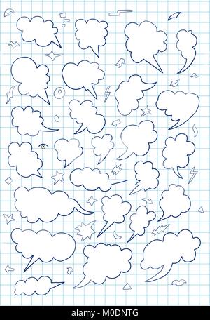 Disegnato a mano le bolle di conversazione Illustrazione Vettoriale