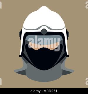 Fireman casco faccia illustrazione vettoriale in stile appartamento vista anteriore Illustrazione Vettoriale