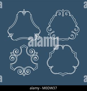 Insieme di semplice e grazioso monogram design dei modelli. Elegante logo lineart gli elementi di design. Illustrazione di vettore per il design. Illustrazione Vettoriale