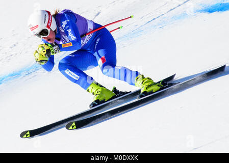 Cortina d'ampezzo, Italia. Xx gen, 2018. Verena infaldatore dell Italia compete durante la corsa di discesa a Cortina d'Ampezzo FIS World Cup a Cortina d'Ampezzo, Italia il 20 gennaio 2018. Credito: Rok Rakun/Pacific Press/Alamy Live News Foto Stock