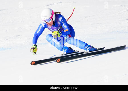 Cortina d'ampezzo, Italia. Xx gen, 2018. Nadia Fanchini dell Italia compete durante la corsa di discesa a Cortina d'Ampezzo FIS World Cup a Cortina d'Ampezzo, Italia il 20 gennaio 2018. Credito: Rok Rakun/Pacific Press/Alamy Live News Foto Stock