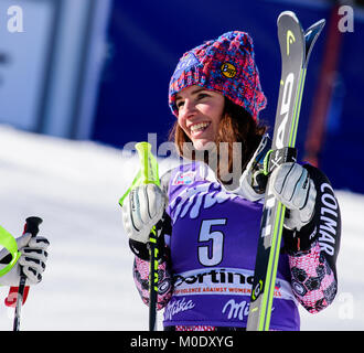 Cortina d'ampezzo, Italia. Xx gen, 2018. Tina Weirather del Liechtenstein a Cortina d'Ampezzo FIS World Cup a Cortina d'Ampezzo, Italia il 20 gennaio 2018. Credito: Rok Rakun/Pacific Press/Alamy Live News Foto Stock