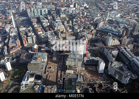 Vista aerea del centro cittadino di Birmingham, West Midlands, Regno Unito Foto Stock