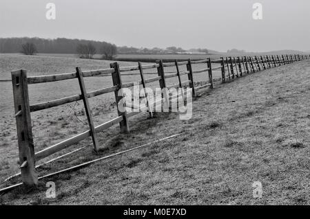 La scherma su un gelido mattino Foto Stock