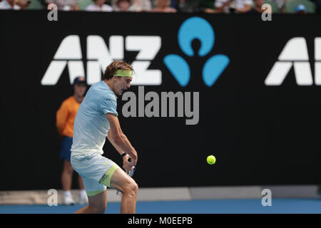 Australia. Xx gen, 2018. Il tedesco tennista Zverev Alexander è in azione durante il suo terzo round match presso l'Australian Open vs coreano giocatore di tennis Hyeon Chung il Jan 20, 2018 in Mebourne, Australia. (Foto di YAN LERVAL/AFLO) Credito: Aflo Co. Ltd./Alamy Live News Foto Stock