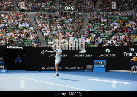 Australia. Xx gen, 2018. Il tedesco tennista Zverev Alexander è in azione durante il suo terzo round match presso l'Australian Open vs coreano giocatore di tennis Hyeon Chung il Jan 20, 2018 in Mebourne, Australia. (Foto di YAN LERVAL/AFLO) Credito: Aflo Co. Ltd./Alamy Live News Foto Stock