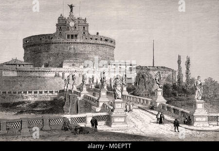 Mausoleo di Adriano, Castel Sant'Angelo, Roma, Italia, XIX SECOLO Foto Stock