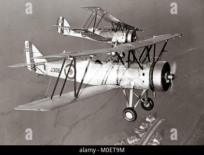 Avro Tutor biplano, esercito Egiziano Air Force, 1933 Formazione di volo in Inghilterra Foto Stock