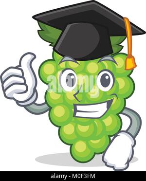 Graduazione di uva verde cartoon di caratteri Illustrazione Vettoriale