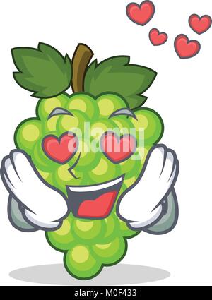 In amore uva verde mascotte cartoon Illustrazione Vettoriale