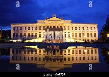 Szeged, Ungheria. Città in Provincia di Csongrád. Mora Ferenc museum di notte. Foto Stock