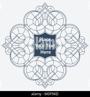 Round telaio in pizzo, pizzo bianco centrino, biglietto di auguri o un invito, con vuoto posto per il vostro testo. Illustrazione Vettoriale. Illustrazione Vettoriale