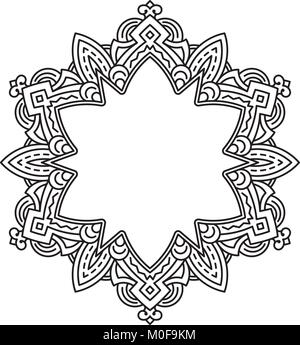Insolito, esagonale, telaio in pizzo, elemento decorativo con posto vuoto per il tuo testo. Illustrazione Vettoriale. Illustrazione Vettoriale