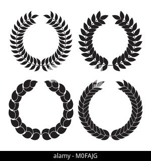Set di 4 vettore isolato di corone di alloro Illustrazione Vettoriale