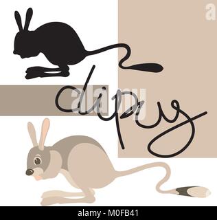 Jerboa illustrazione vettoriale in stile appartamento silhouette nera impostata sul lato del profilo Illustrazione Vettoriale