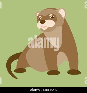 Testa di ferret illustrazione vettoriale stile piana laterale del profilo Illustrazione Vettoriale