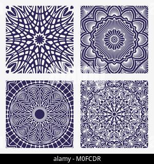 Set di quattro quadrati di pizzo di elementi decorativi. Illustrazione Vettoriale