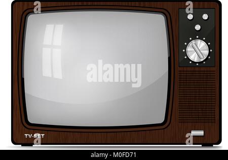 Realistico TV vintage. Immagine su sfondo bianco per la progettazione Illustrazione Vettoriale