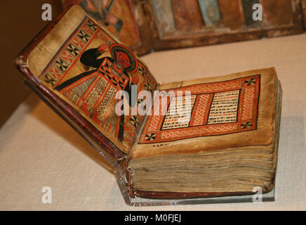 Pittura devozionale in un vangelo illuminato, Amhara Region, Etiopia tardo XIV-XV secolo. Legno, vellum e pigmento, il Metropolitan Museum Foto Stock