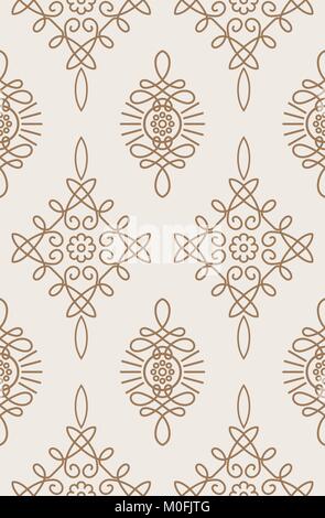 Riccamente decorata calligrafica corsa delineato seamless pattern. Illustrazione Vettoriale