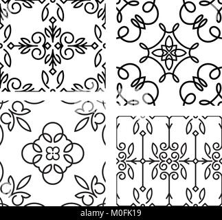 Set di quattro bellissimi vettore decorativi modelli senza giunture Illustrazione Vettoriale