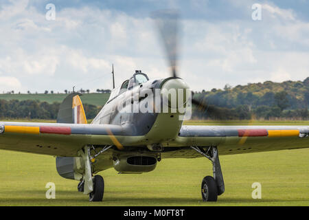 Hawker Hurricane tassare il 23 settembre 2017 a Duxford Cambridgeshire, Regno Unito Foto Stock