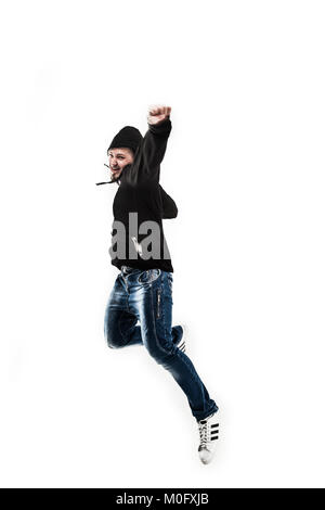 Energico e carismatico rapper guy danze break dance. Foto Stock