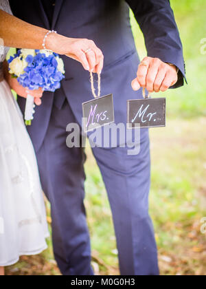 La sposa e lo sposo mostra i segni Foto Stock