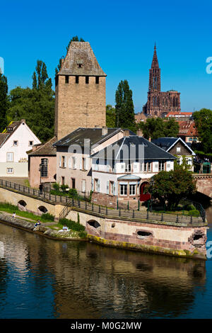 La Ponts Couverts, Strasburgo, Bas Rhin,l'Alsazia, Francia - Heinrichsturm', la Tour de l'Éclusier o Tour Henri Foto Stock