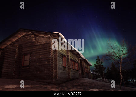 Aurora Boreale in Lapponia finlandese. Visto a Kiilopaa, Inari. Foto Stock