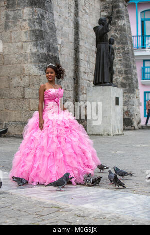 Quinceanera nella Vecchia Havana, Cuba Foto Stock