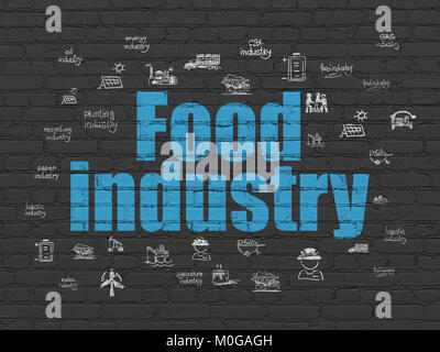 Realizzati concetto: industria alimentare su sfondo a parete Foto Stock