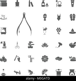 Tagliaunghie icona. Spa e vettore di ricreazione impostare le icone. Set di 33 icone spa Illustrazione Vettoriale
