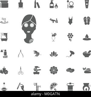 Spa icona rilassante. Spa e vettore di ricreazione impostare le icone. Set di 33 icone spa Illustrazione Vettoriale