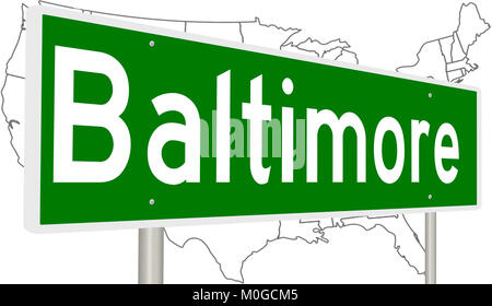 Un rendering 3D di un verde autostrada segno Foto Stock