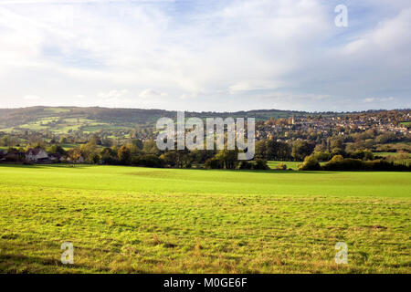 Autunno vista da tori di Croce sulla Painswick Valley, Painswick, Cotswolds, Gloucestershire, England, Regno Unito Foto Stock