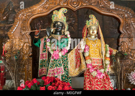 Hindu Statuen am Kratersee Ganga Talao oder Grand Bassin, Mauritius, Afrika | Statue indù a Ganga Talao o Grand Bassin Crater Lake, Mauritius, Foto Stock