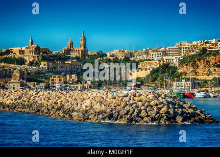 Malta: Mgarr, una città portuale in isola di Gozo Foto Stock